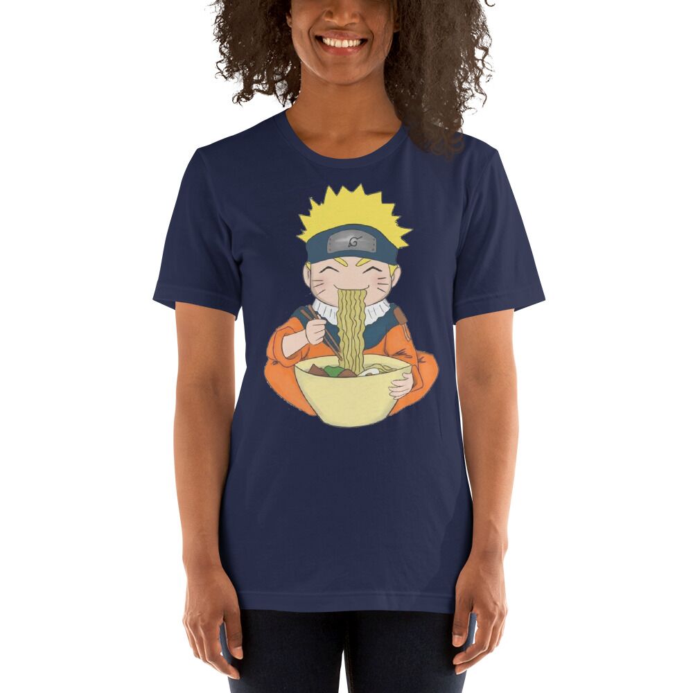 Cute Naruto Uzumaki Eating Noodles Unisex T shirt 7